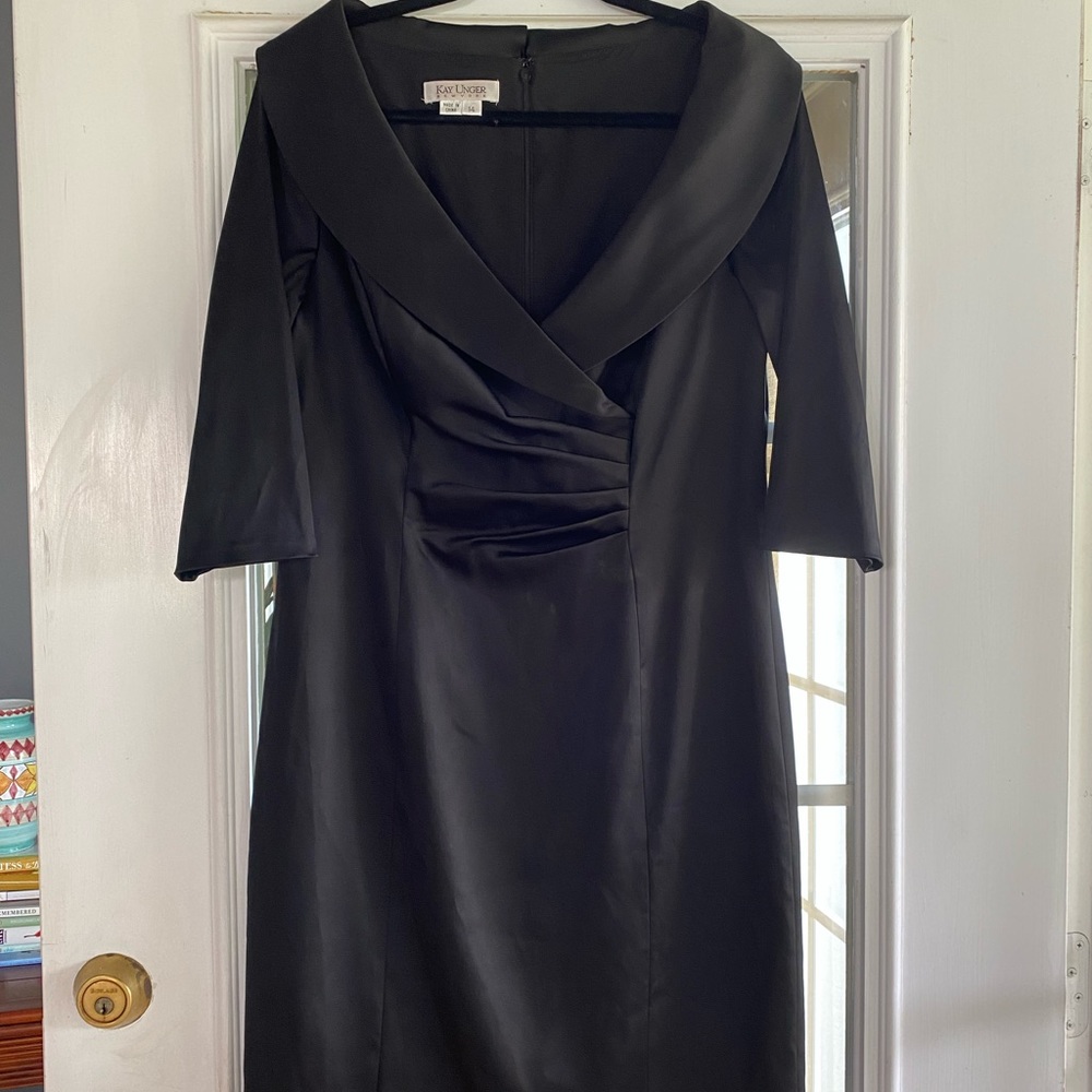 Kay Unger ruched shawl-collar dress
